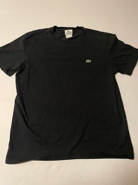 Lacoste Black Short Sleeve Crewneck T-Shirt with Green Crocodile
